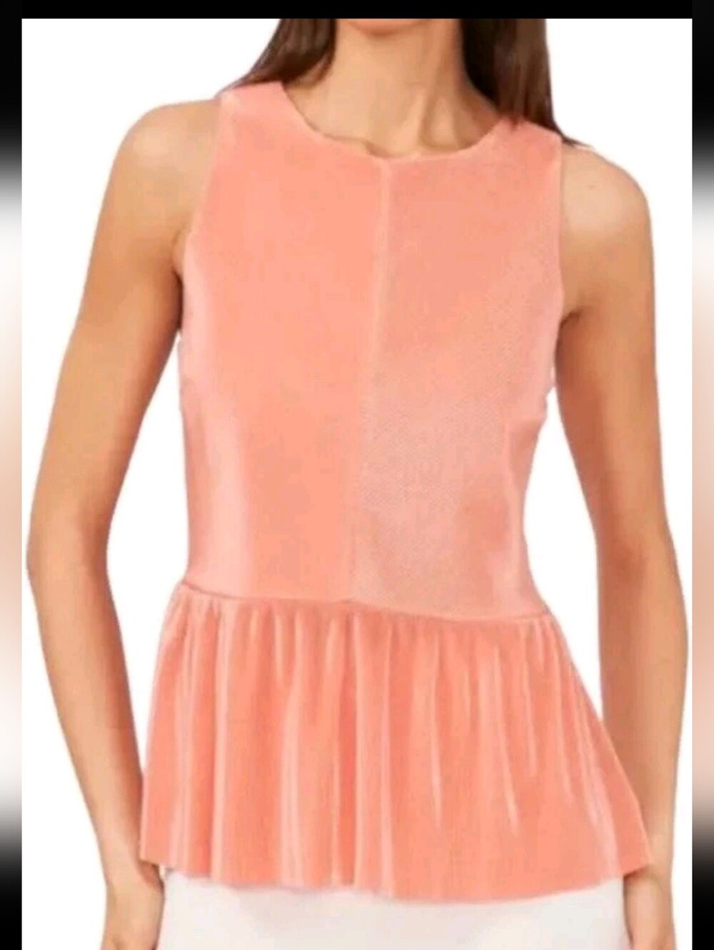 NWT Halogen Coral Peach Sleeveless Peplum Top Size XL